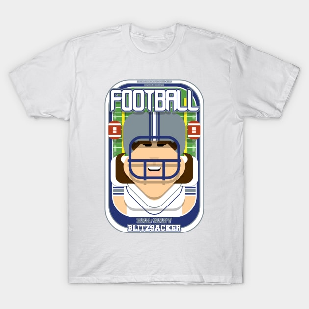 American Football White Silver Blue - Hail-Mary Blitzsacker - June version T-Shirt by Boxedspapercrafts